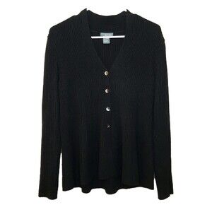 Griffen Cashmere Cardigan Black Women Size M Button Up Long Sleeve 100% Cashmere